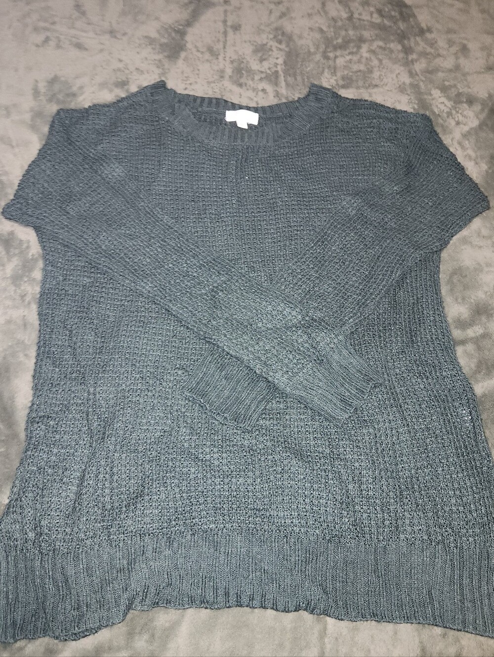 Riah Hunter Green Waffle Knit Sweater